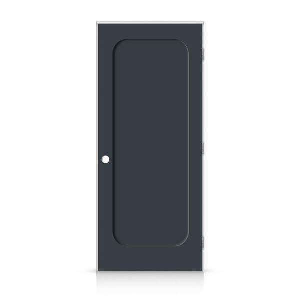 CALHOME 40 in. x 84 in. Left-Handed Curved 1 Panel Shaker Charcoal Gray Painted Smooth Composite Single Prehung Interior Door