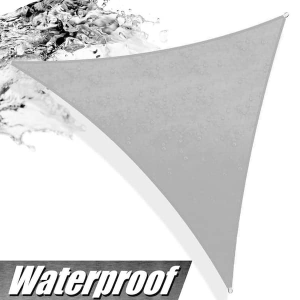 COLOURTREE 12 ft. x 12 ft. 220 GSM Waterproof Grey Triangle Shade Waterproof Sail Screen Canopy, Outdoor Patio & Pergola Cover TADT12-9 - The Home Depot
