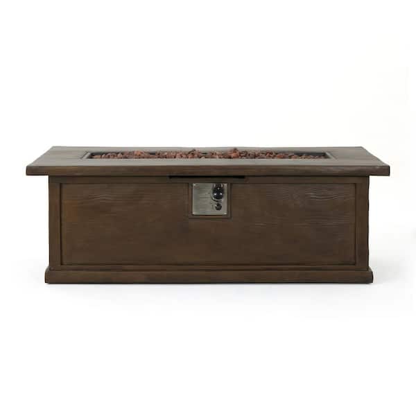 56 in. W x 19 in. H MGO Rectangle Gas Burning Outdoor Fire Pit in Brown