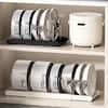 Anqtovp Black Expandable Pot Lid Holder Adjustable Dividers Under Cabinet Rack Cookware Pan Organizer Kitchen White Standing 29CPH033663