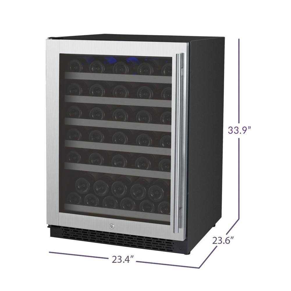 Allavino 56 Bottle Stainless Steel Wine Refrigerator with Interior Lighting