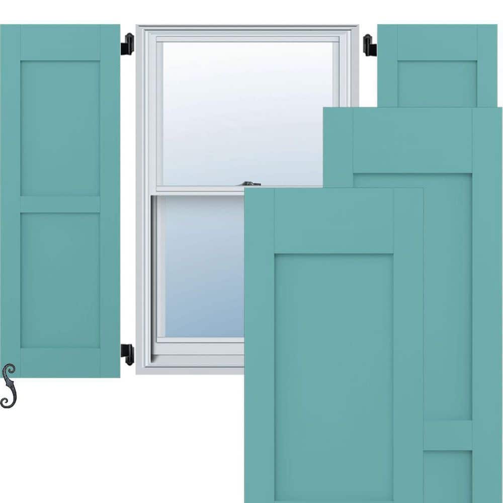 Americraft 18 in. W x 38 in. H 2-Equal Flat Panel Exterior Real Wood Shutters Per Pair in Pure Turquoise price history on PriceWatchPro