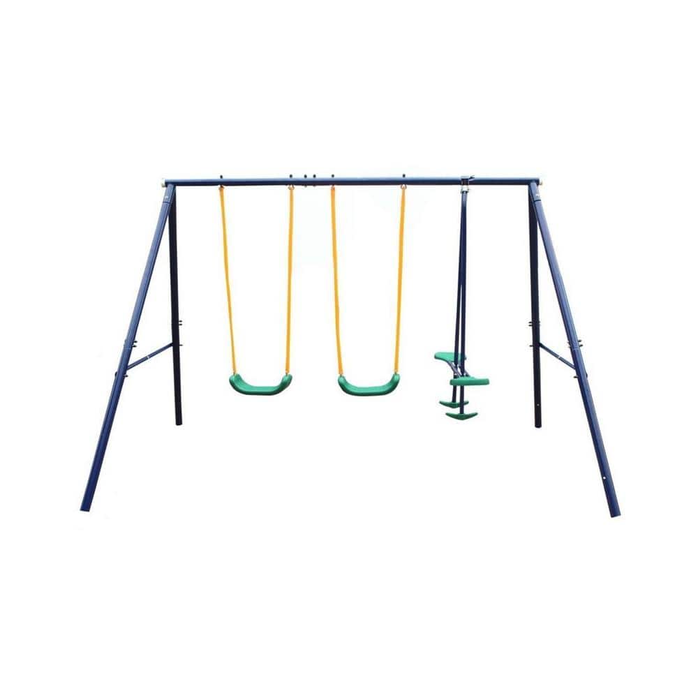 Tidoin Metal Outdoor Swing Set with Glide and Sturdy A