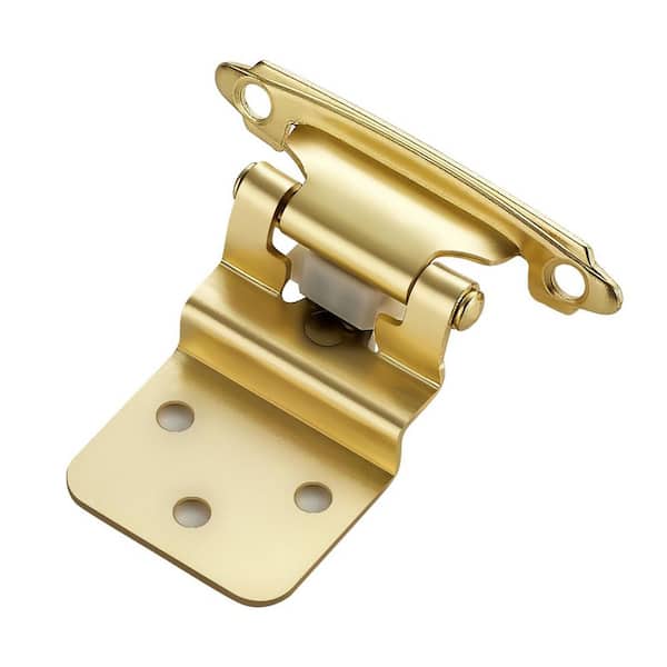 60-Pack (30 Pairs) 3/8 in. Inset Gold Self Closing Cabinet Hinges with Door Bumpers and Screws