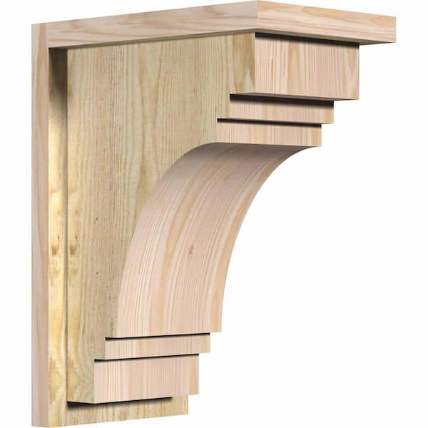 Ekena Millwork 8 in. x 12 in. x 16 in. Douglas Fir Pescadero Rough Sawn Corbel with Backplate