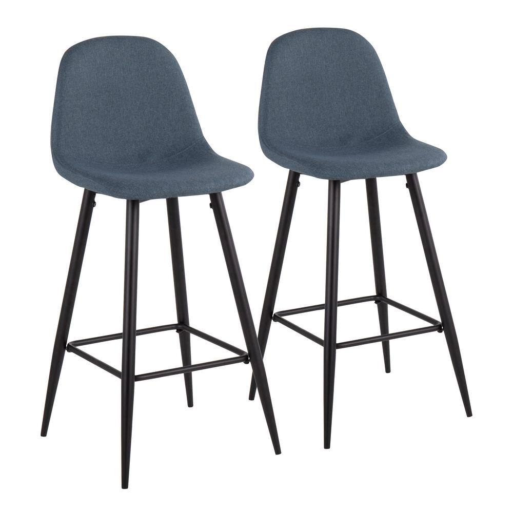 Light Blue Fabric Stool w  Black Frame