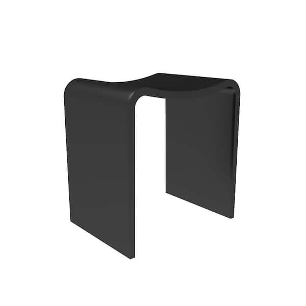 MEDUNJESS 15.7 in. Solid Surface Shower Stool in Black