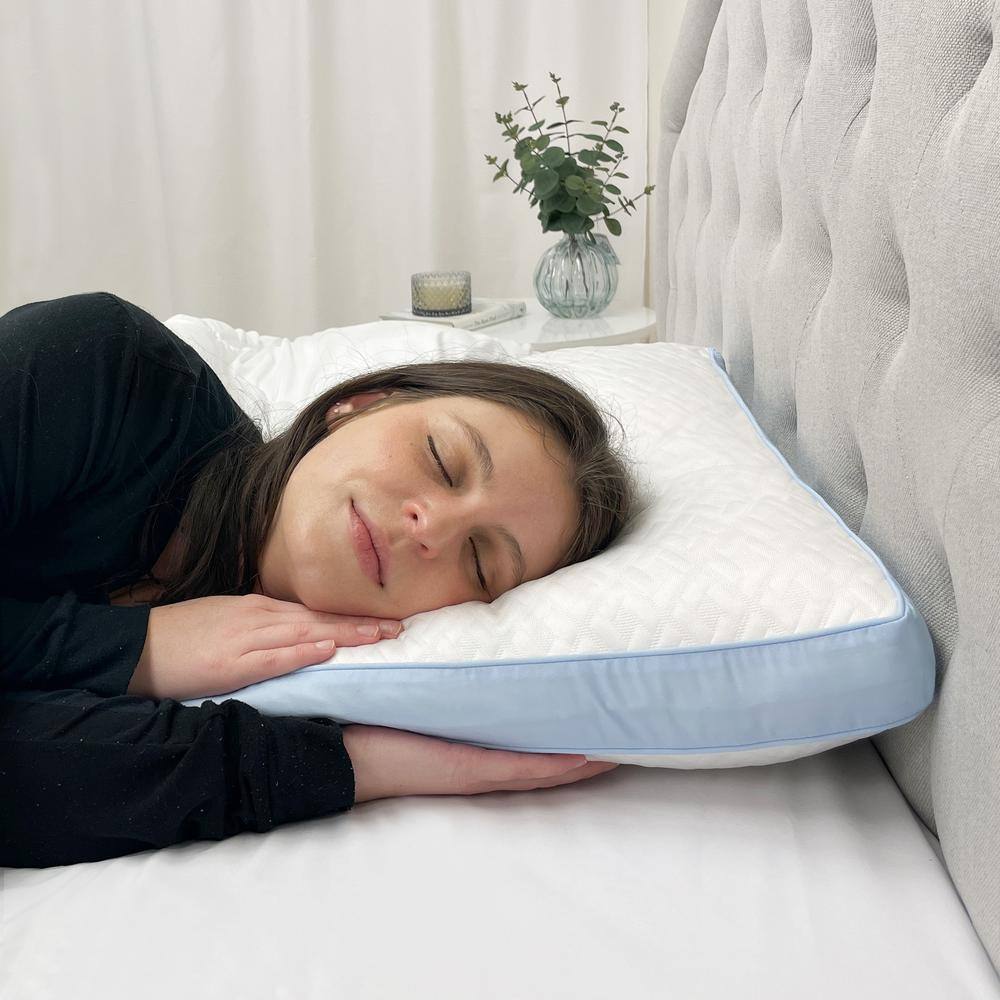 Imaginarium 4-Pack Latex and Fiber Cooling Pillows with Blue Gusset