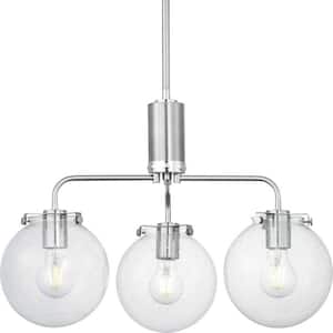 Berea 3-Light Brushed Nickel Chandelier with Clear Seeded Glass Shades