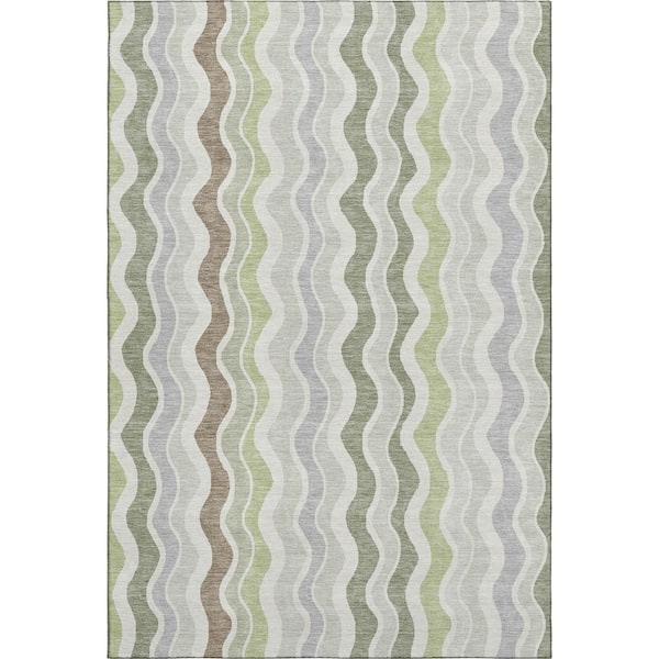 Mayfield Premium Machine Washable Abstract AMF2342 Aloe 10 ft. x 14 ft. Area Rug