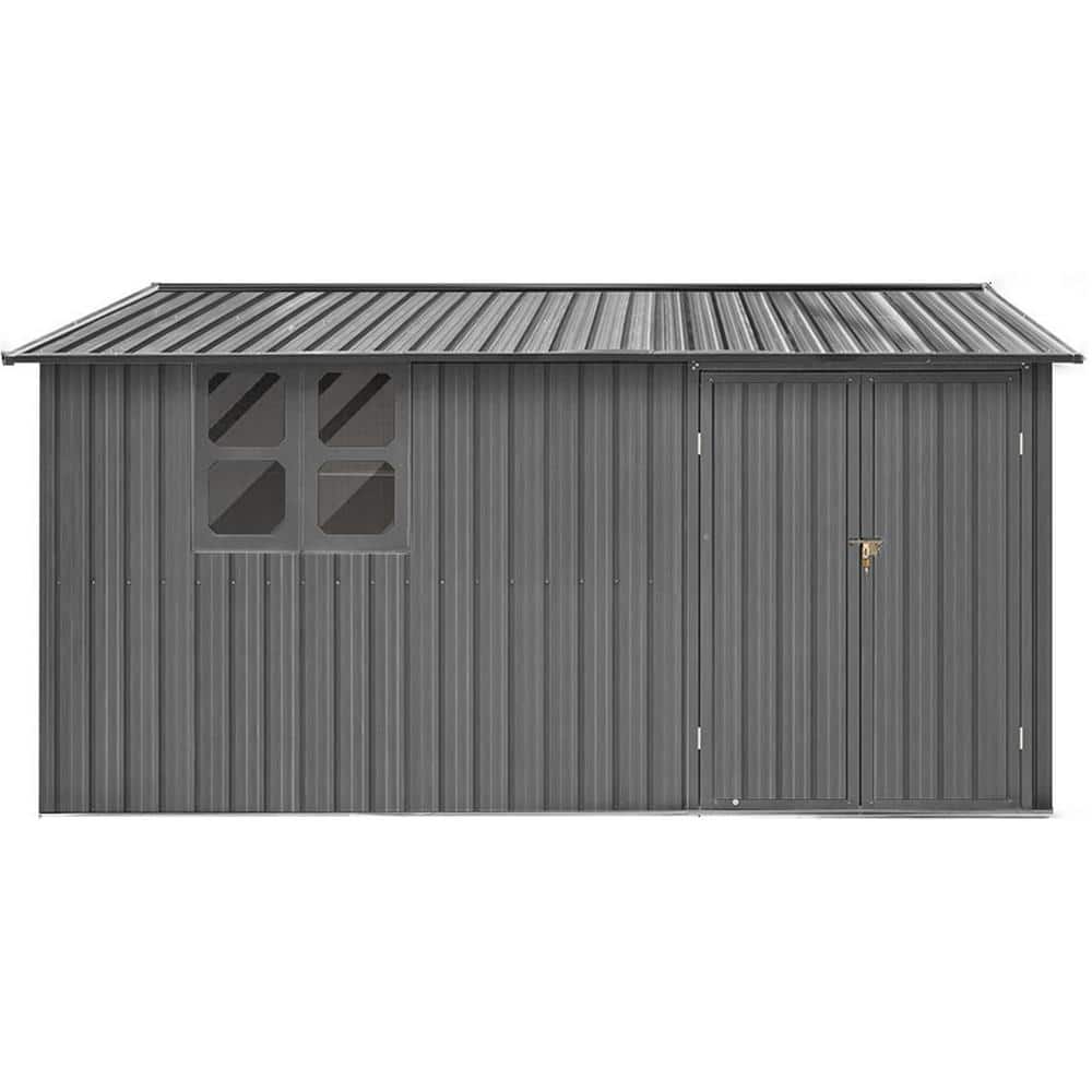 Hot Sale 10 ft. W x 12 ft. D Gray Metal Outdoor Storage Shed with Windows, 
