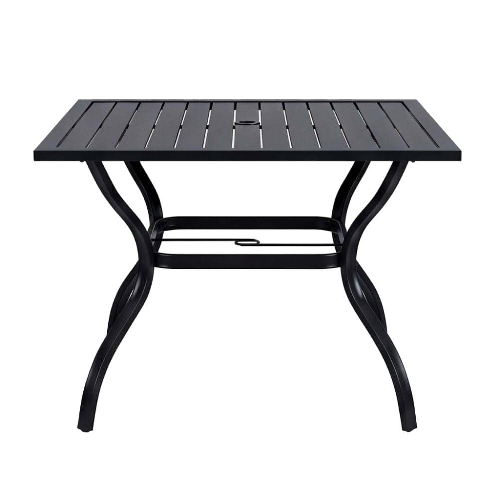Metal Steel Slat Outdoor Patio Dining Table Square Backyard Bistro Table Outdoor Furniture Garden Table price history on PriceWatchPro