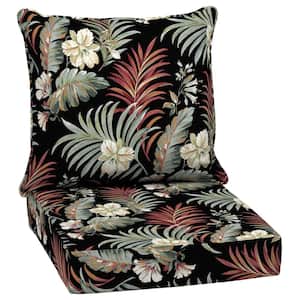 24 in. x 24 in. 2-Piece Deep Seating Outdoor Lounge Chair Cushion in Simone Black Tropical