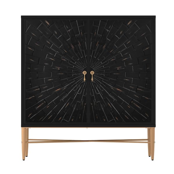 Clihome Vintage MDF Storage 2-Door Accent Cabinet in Black