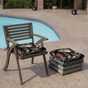 19 in x 18 in Simone Black Tropical Rectangle Outdoor Seat Pad