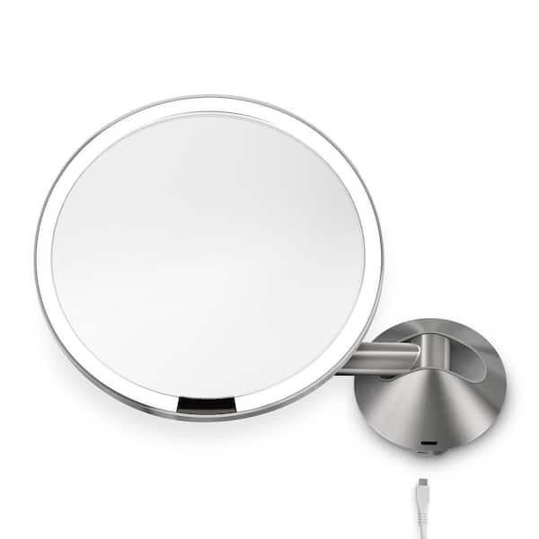 Simplehuman Wall Mount Lighted Sensor, Simplehuman Silver Tone Chrome Led Vanity Mirror 41x25cm