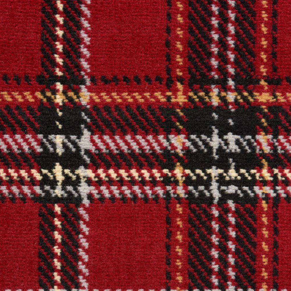 Red Plaid Rectangular Synthetic Area Rug 7' x 10'