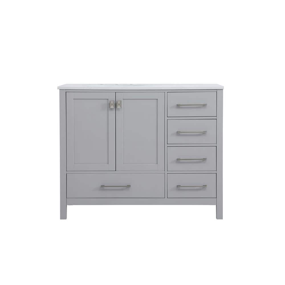 Simply Living 42 in. W x 22 in. D x 34 in. H Bath Vanity in Gray with Calac