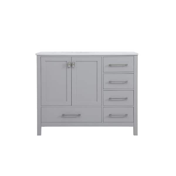 Unbranded Simply Living 42 in. W x 22 in. D x 34 in. H Bath Vanity in Gray with Calacatta White Engineered Marble Top