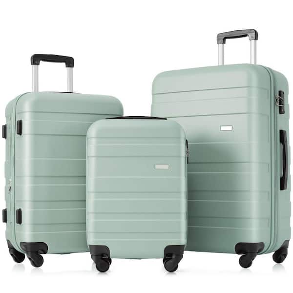 Qualler 3-Piece Green ABS Hardshell Luggage Set with TSA Lock