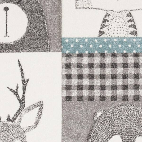 Quilt Woodland Gray Nursery Fabric - Woodland Animal Tracks Cheater Quilt  Fabric