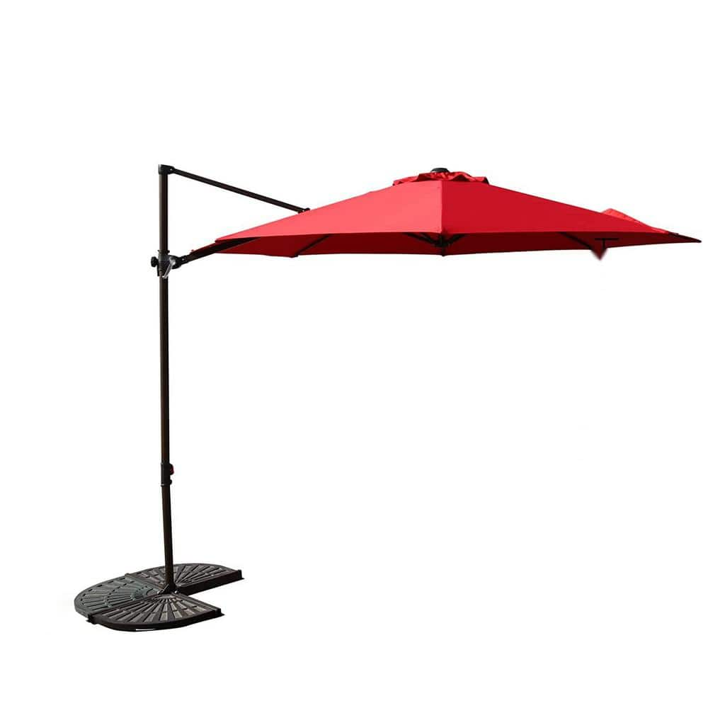 10 ft. Aluminum Cantilever Patio Umbrella With Cross Base, Outdoor ...