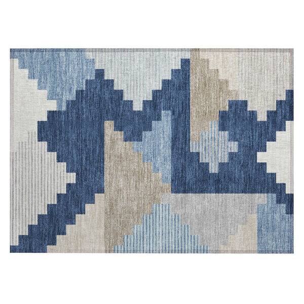 Chantille Machine Washable Indoor/Outdoor Abstract ACN2847 Navy 2 ft. x 3 ft. Accent Rug