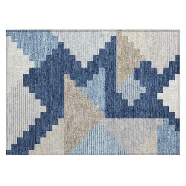 Chantille Machine Washable Indoor/Outdoor Abstract ACN2847 Navy 3 ft. x 4 ft. Area Rug