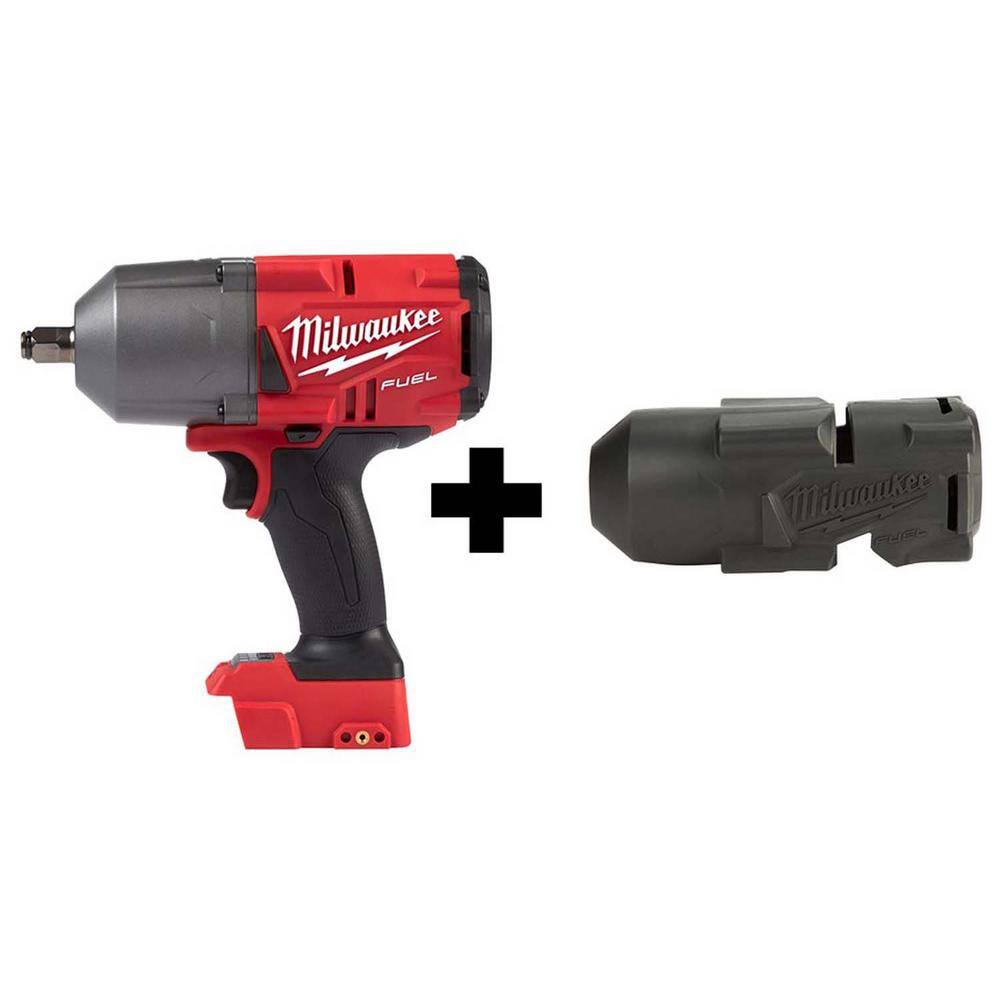 Milwaukee M18 FUEL 18V Lithium-Ion Brushless Cordless 1/2 in. Impact Wrench  with Friction Ring With Protective Boot 2767-20-49-16-2767 The Home Depot