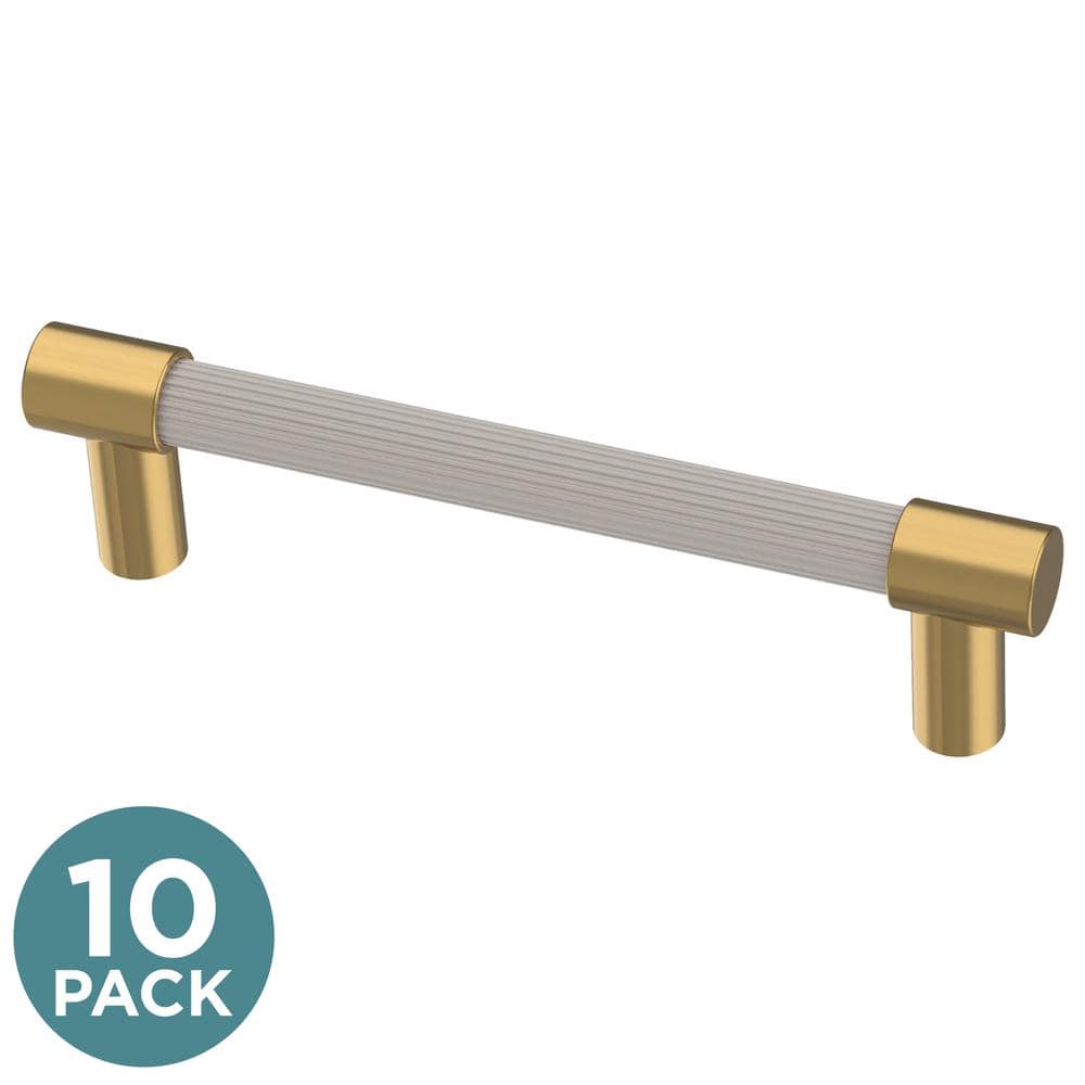 (10-Pack) Fluted 3-3/4 in. (96 mm) Modern Brushed Modern Gold and Griege Cabinet Handle Drawer Pulls price history on PriceWatchPro