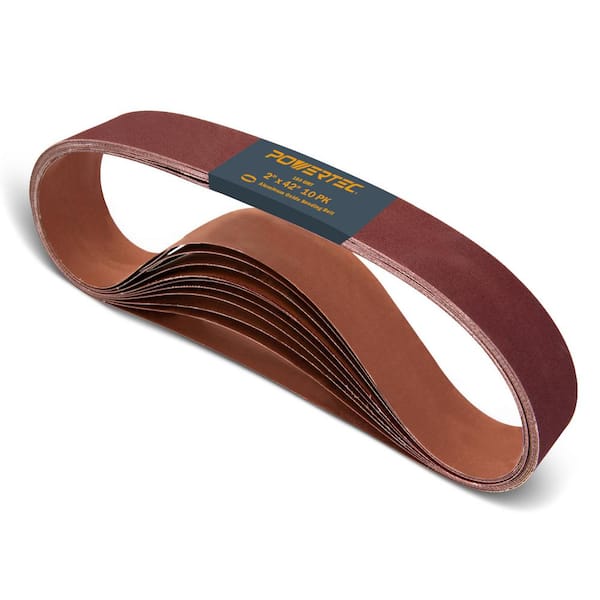 ‎POWERTEC 2 in. x 42 in. 180-Grit Aluminum Oxide Sanding Belt for Belt Sander, Belt and Disc Sander (10-Pack)