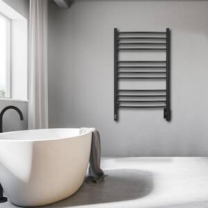 Lustra OBT 12-Bar Hardwired and Plug-in Electric Towel Warmer with Integrated Timer in Matte Black