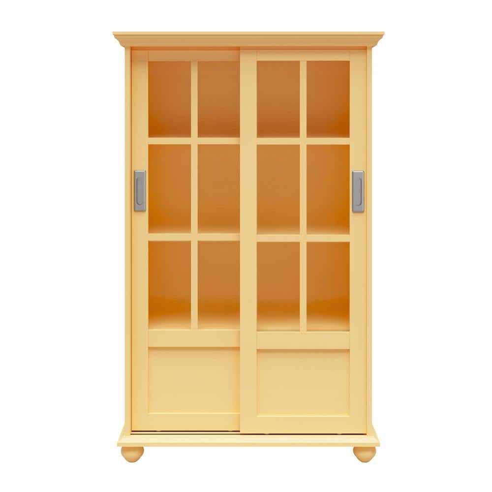 Sona Bookcase with Sliding Glass Doors, Golden Haze Yellow