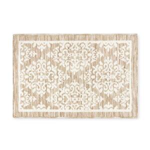 Town & Country Living Everyday Walker Modern Diamond Beige 24 in. x 72 in. Machine Washable Runner Kitchen Mat