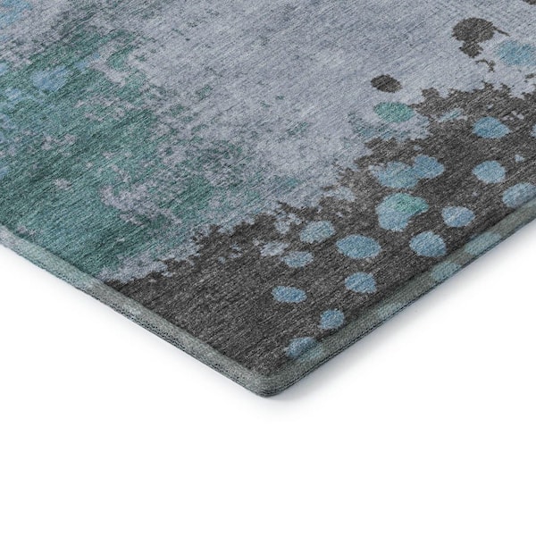 Mayfield Premium Machine Washable Abstract AMF1994 Teal 5 ft. x 7 ft. 6 in. Area Rug