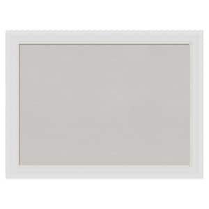 Flair Soft White Narrow Framed Grey Corkboard 32 in. x 24 in Bulletin Board Memo Board