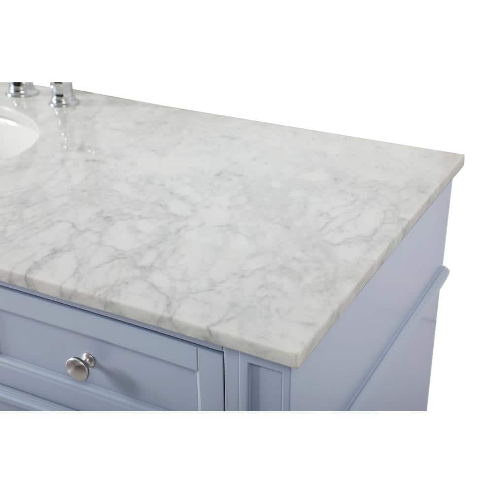 Gray Solid Wood MDF Marble Single Bathroom Vanity with Porcelain Sink