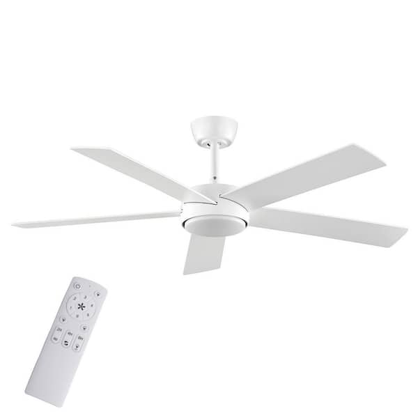 Benning 52 in. Indoor Matte White Downrod Mount Ceiling Fan with Adjustable White Light LED and Remote Control Included