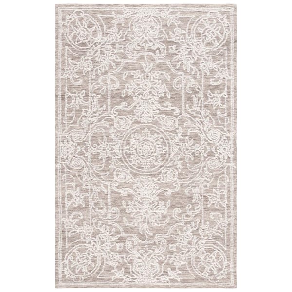 SAFAVIEH Ebony Ivory/Dark Gray Doormat 3 ft. x 5 ft. Traditional Area Rug