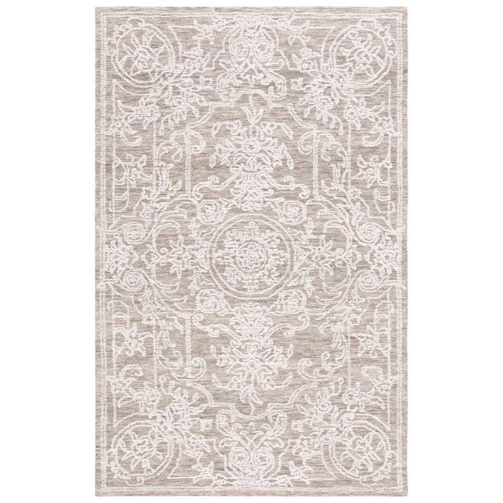Gray 4' x 6' Hand-Tufted Wool Rectangular Area Rug