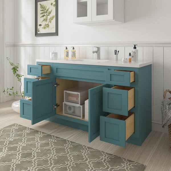 Vanity Art 57 in. W x 21 in. D x 32.5 in. H Bath Vanity Cabinet