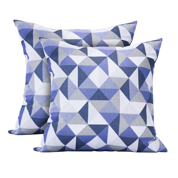 Astella Ruskin Blue Square Accent Lounge Outdoor Throw Pillow (Set of 2)