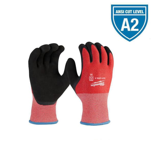 Milwaukee Large Red Latex Level 2 Cut Resistant Insulated Winter Dipped Work Gloves