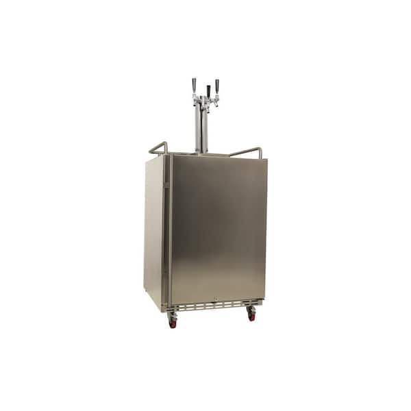 EdgeStar Triple Tap 24 in. Outdoor Oversized Beer Keg Dispenser with Electronic Control Panel in Stainless Steel
