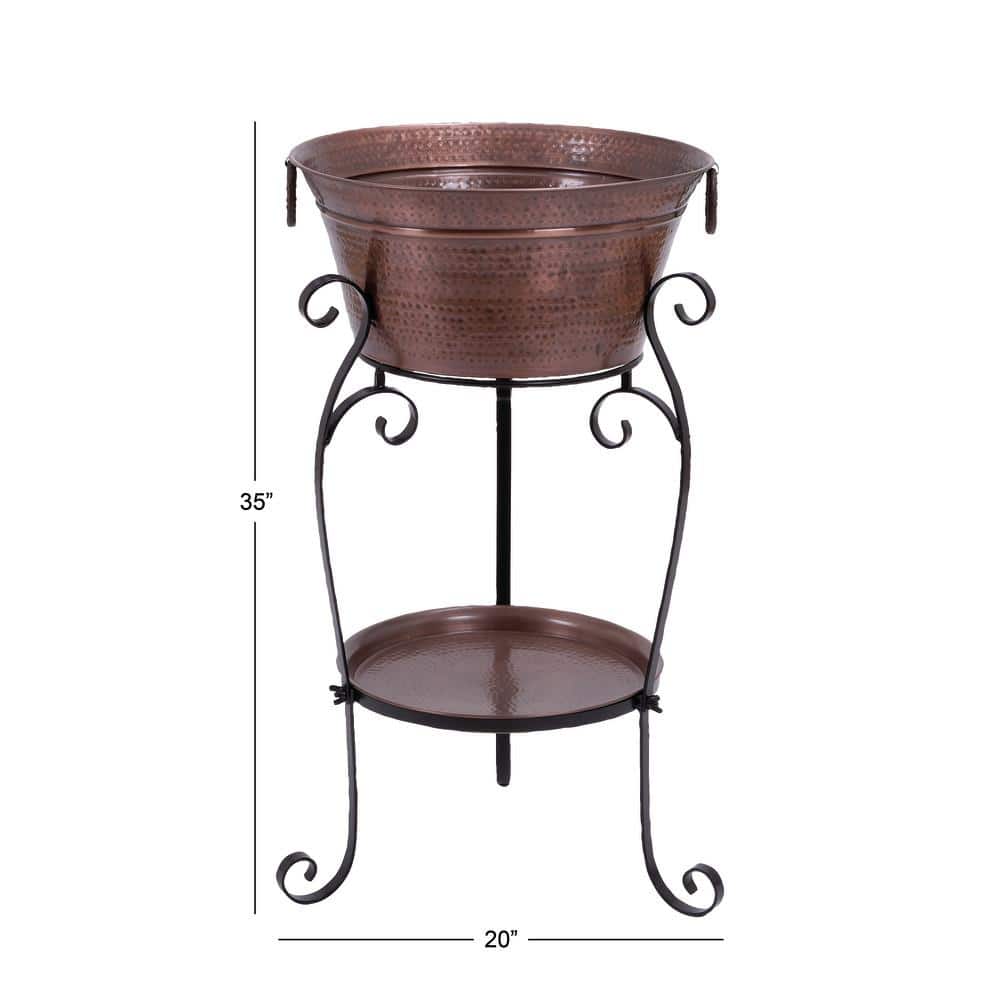 XL Copper Finish Metal Ice Bucket with Stand