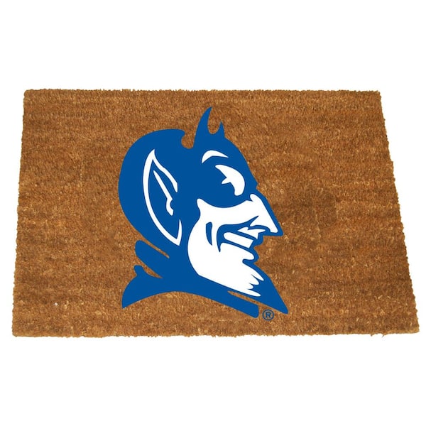 The Memory Company Duke Brown 29.5 in. x 19.5 in. Coir Fiber Colored Logo Door Mat