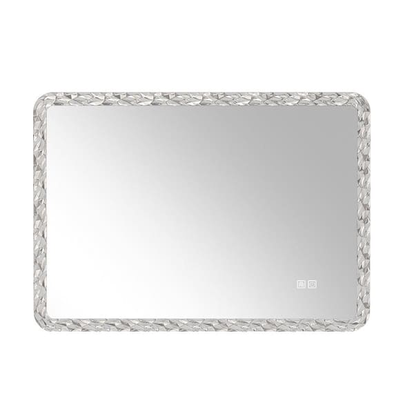 Unbranded Transparent 38.58 in. W x 25.2 in. H Art Deco Rectangle Glass Acrylic Framed Mirror Wall Mirror Bathroom Vanity Mirror