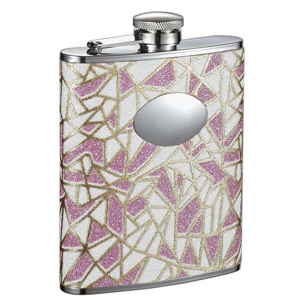 Visol Decadence Pink and White Glitter Liquor Flask