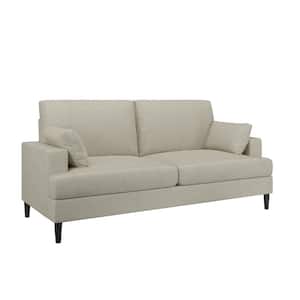 Positano 74.5 in. Square Arm Polyester 3-Seater Rectangle Sofa in. Oatmeal