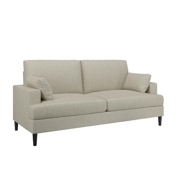 Hillsdale Furniture Positano 74.5 in. Square Arm Polyester 3-Seater Rectangle Sofa in. Oatmeal